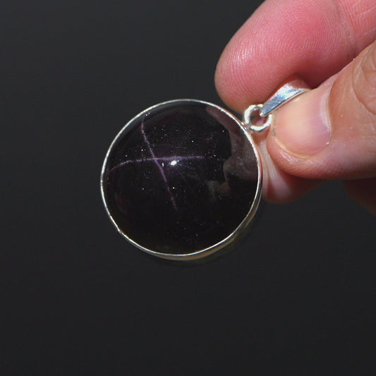 Star Garnet Pendant 1 1/2" (.925 Sterling Silver)