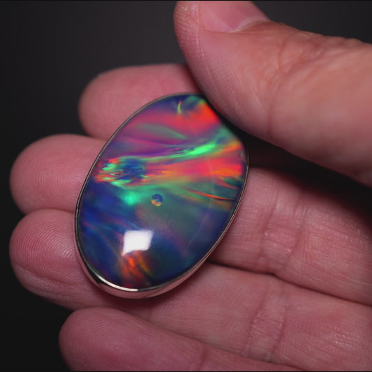 Aurora Opal Pendant 1 7/8" (.925 Sterling Silver)
