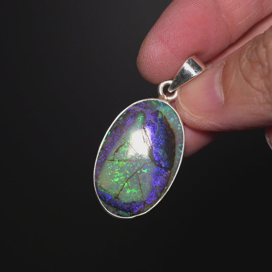 Premium Monarch Opal Pendant 1 3/4" (.925 Sterling Silver)