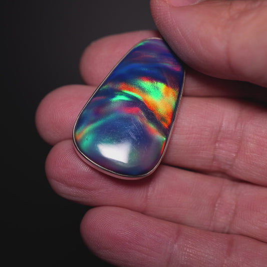 Aurora Opal Pendant 1 3/4" (.925 Sterling Silver)