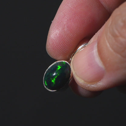 Black Ethiopian Opal Pendant 7/8" (.925 Sterling Silver)