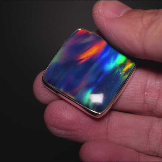 Aurora Opal Pendant 1 1/2" (.925 Sterling Silver)
