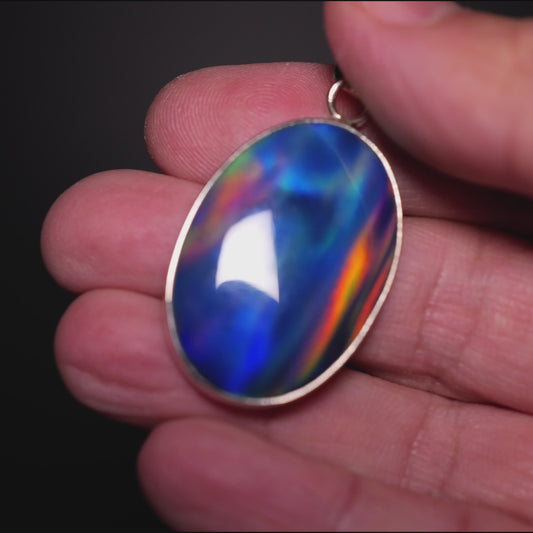 Aurora Opal Pendant 1 3/4" (.925 Sterling Silver)