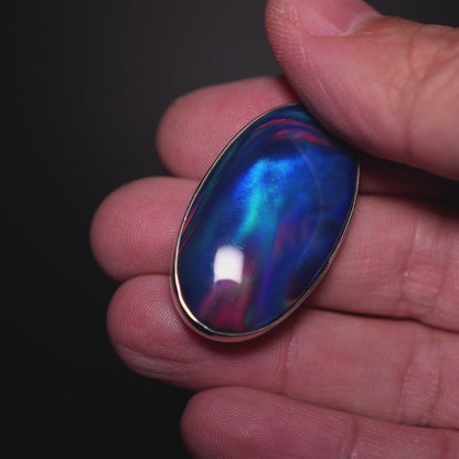 Aurora Opal Pendant 1 7/8" (.925 Sterling Silver)