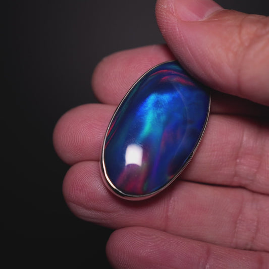 Aurora Opal Pendant 1 7/8" (.925 Sterling Silver)