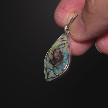 Premium Monarch Opal Pendant 1 5/8" (.925 Sterling Silver)