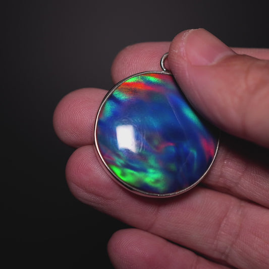 Aurora Opal Pendant 1 5/8" (.925 Sterling Silver)