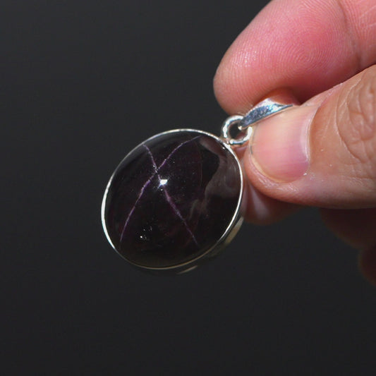 Star Garnet Pendant 1 1/2" (.925 Sterling Silver)