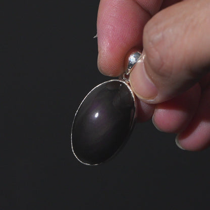 Rainbow Obsidian Pendant 1 5/8" (.925 Sterling Silver)
