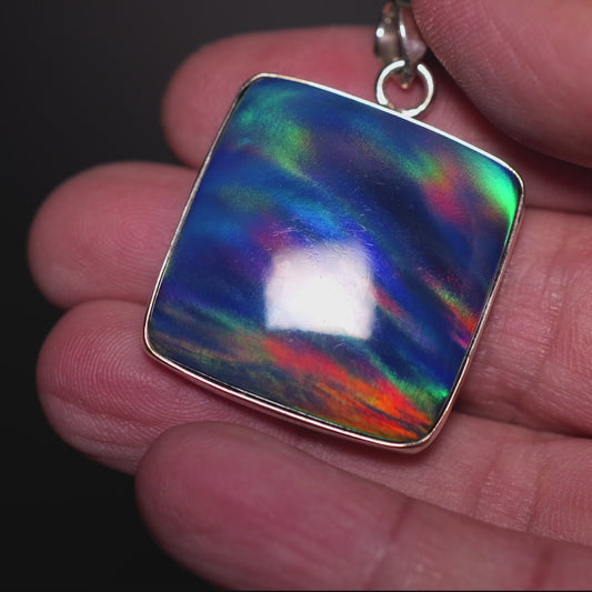 Aurora Opal Pendant 1 1/2" (.925 Sterling Silver)