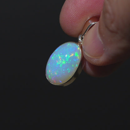 Ethiopian Water Opal Pendant 1 1/8" (.925 Sterling Silver)