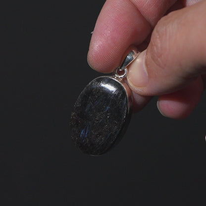 Arfvedsonite Pendant 1 1/2" (.925 Sterling Silver)