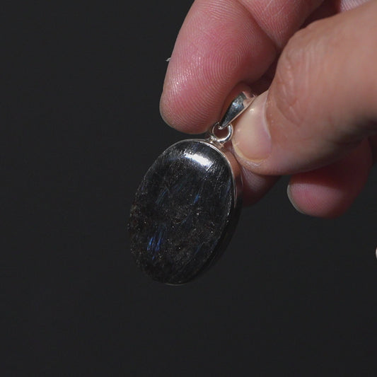 Arfvedsonite Pendant 1 1/2" (.925 Sterling Silver)