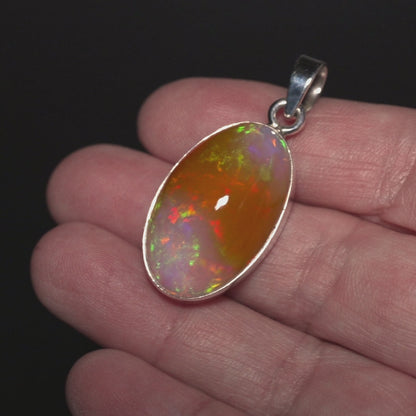 28.8ct Ethiopian Opal Pendant 1 1/2" (.925 Sterling Silver)