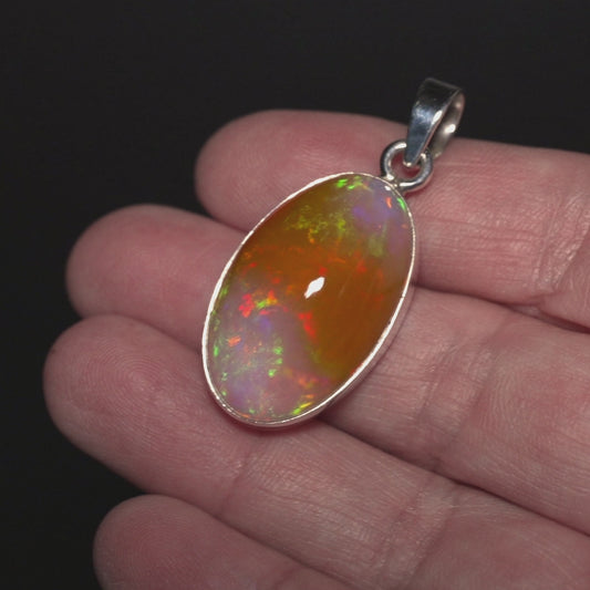 28.8ct Ethiopian Opal Pendant 1 1/2" (.925 Sterling Silver)
