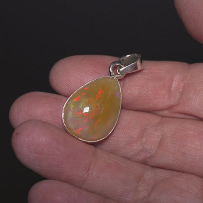 12.9ct Ethiopian Opal Pendant 1 1/2" (.925 Sterling Silver)