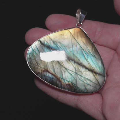 Gigantic Premium Spectrolite Pendant 2 1/2" (.925 Sterling Silver) PD52327