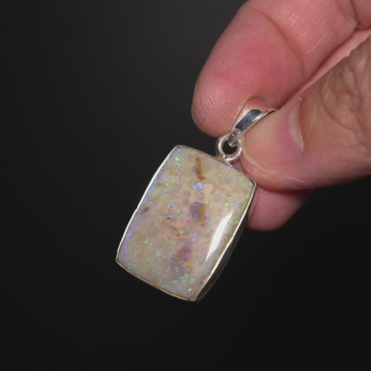 Premium Monarch Opal Pendant 1 5/8" (.925 Sterling Silver)