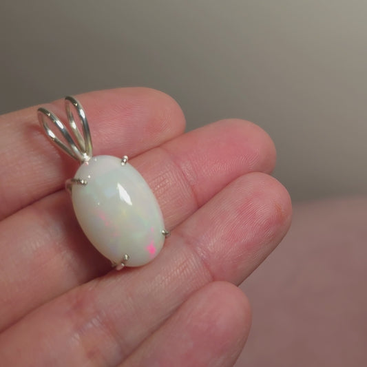 10ct Premium Ethiopian Opal Pendant 1" (.925 Sterling Silver)