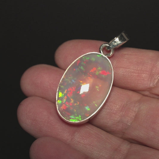 30.9ct Ethiopian Water Opal Pendant 1 1/2" (.925 Sterling Silver)