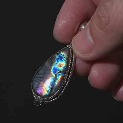 Spectrolite  Pendant 1 3/4" (.925 Sterling Silver)
