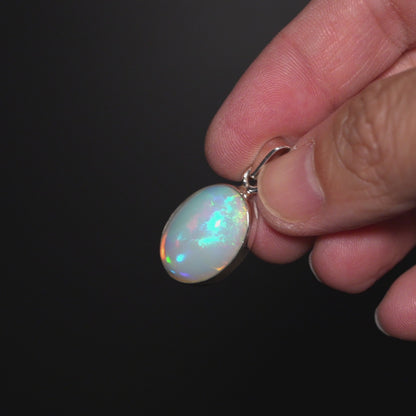 Premium Ethiopian Opal Pendant 1 1/4" (.925 Sterling Silver)