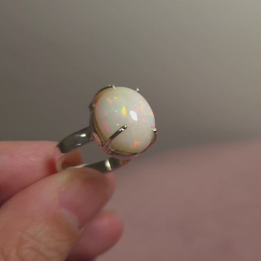 9.4ct Premium Ethiopian Opal Ring Size 6.5 Adjustable (.925 Sterling Silver)