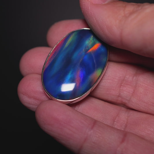 Aurora Opal Pendant 1 3/4" (.925 Sterling Silver)