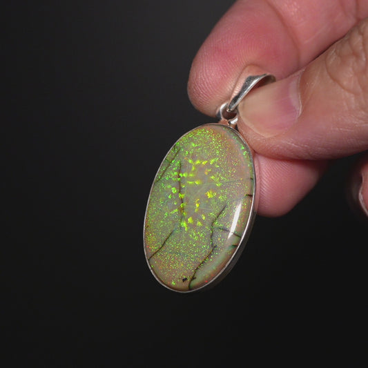 Premium Monarch Opal Pendant 1 3/4" (.925 Sterling Silver)