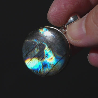 Spectrolite  Pendant 1 1/2" (.925 Sterling Silver)