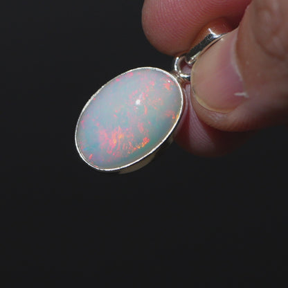 Ethiopian Opal Pendant 1 1/4" (.925 Sterling Silver)