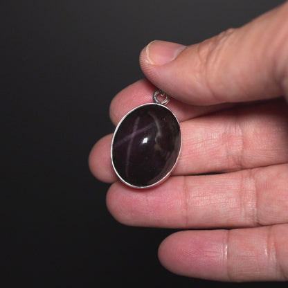 Premium Star Garnet Pendant 1 1/2" (.925 Sterling Silver)
