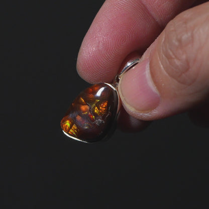 AAA Top Grade Mexican Fire Agate Pendant 1 1/8" (.925 Sterling Silver)