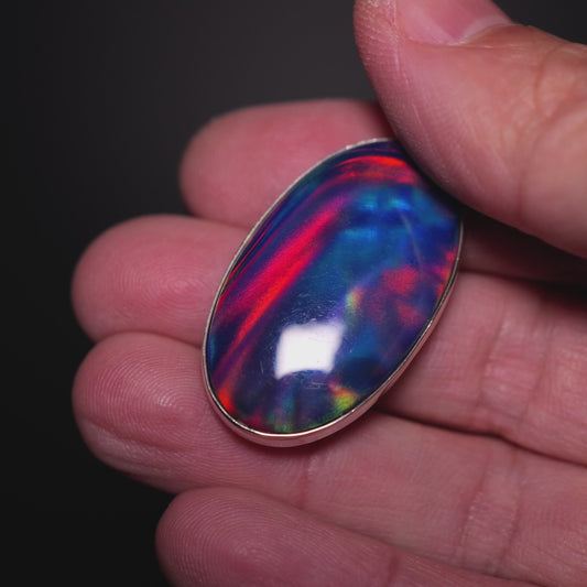 Aurora Opal Pendant 1 3/4" (.925 Sterling Silver)