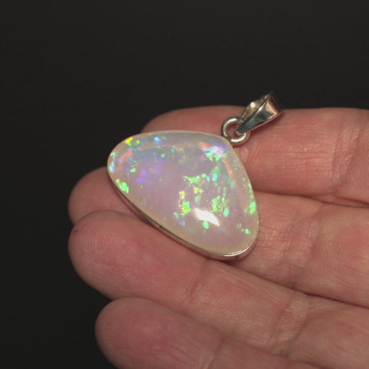 21.5ct Ethiopian Water Opal Pendant 1 1/4" (.925 Sterling Silver)