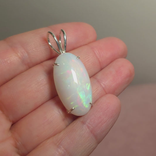 18.9ct Huge Premium Ethiopian Opal Pendant 1 1/2" (.925 Sterling Silver)