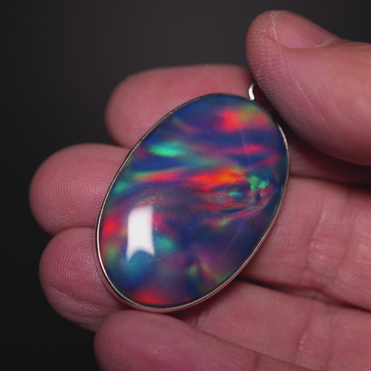 Aurora Opal Pendant 1 7/8" (.925 Sterling Silver)