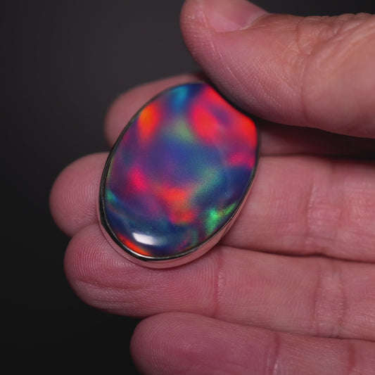 Aurora Opal Pendant 1 7/8" (.925 Sterling Silver)