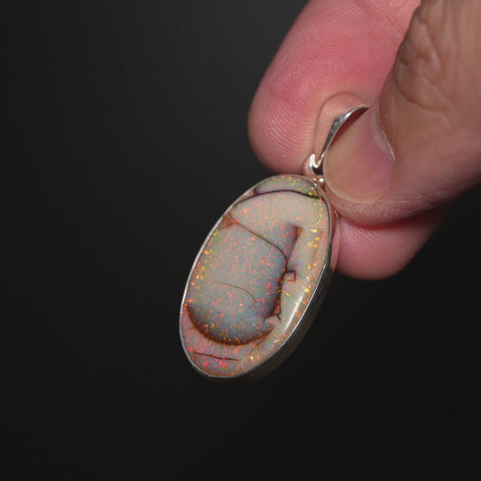 Premium Monarch Opal Pendant 1 5/8" (.925 Sterling Silver)