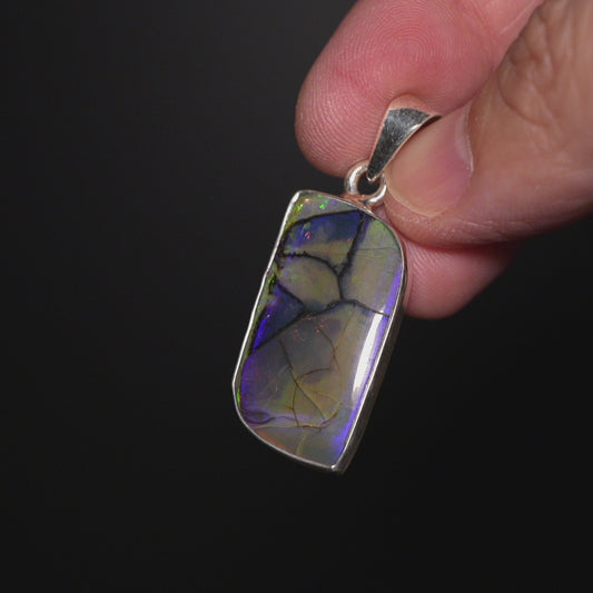 Premium Monarch Opal Pendant 1 5/8" (.925 Sterling Silver)