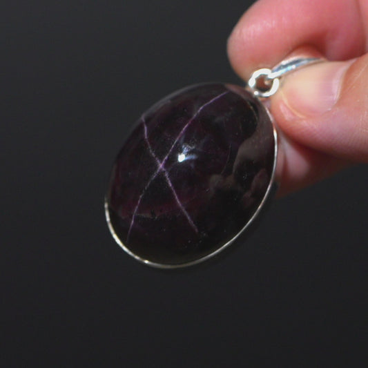 Star Garnet Pendant 1 7/8" (.925 Sterling Silver)