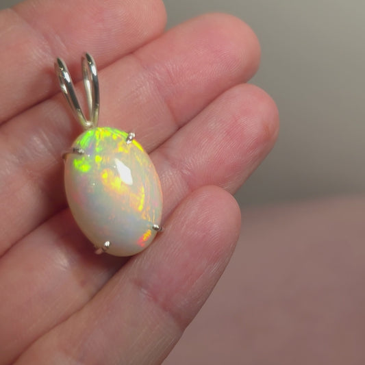 13ct Premium Ethiopian Opal Pendant 1" (.925 Sterling Silver)