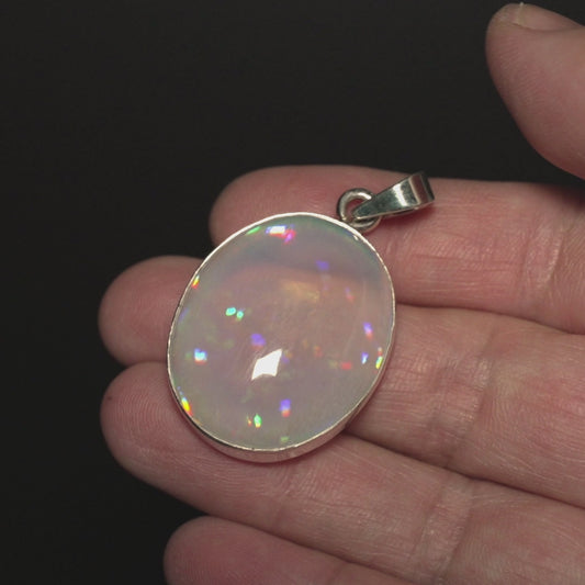 40.15ct Ethiopian Water Opal Pendant 1 3/4" (.925 Sterling Silver)