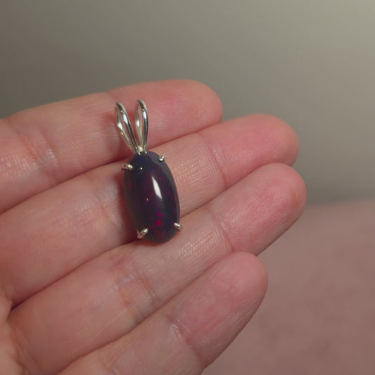 4.05ct Premium Black Ethiopian Opal Pendant 1" (.925 Sterling Silver)