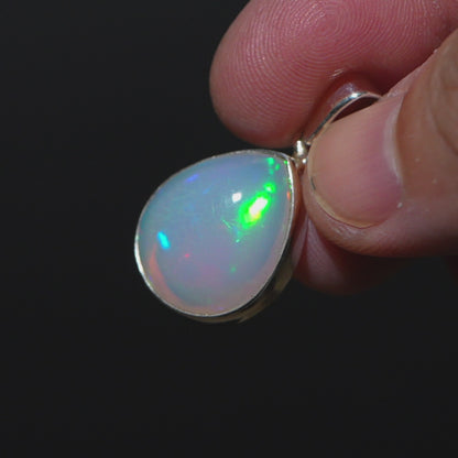 Ethiopian Water Opal Pendant 1 1/8" (.925 Sterling Silver)