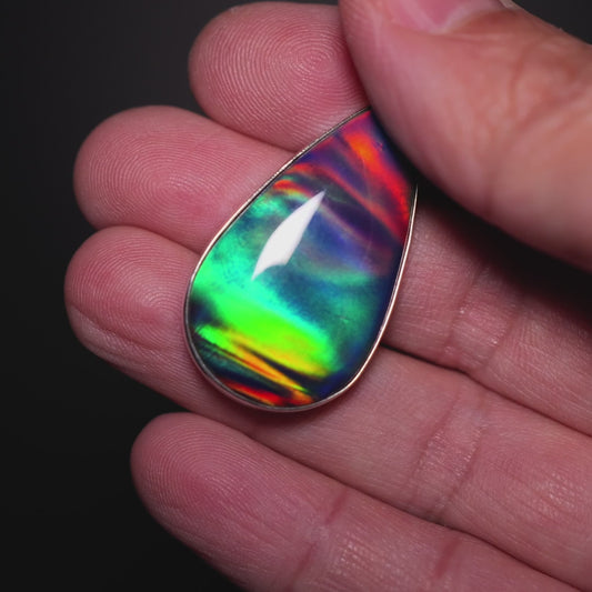 Aurora Opal Pendant 1 7/8" (.925 Sterling Silver)