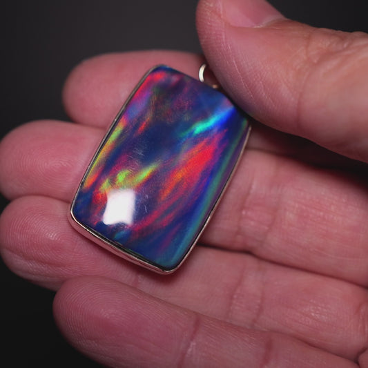 Aurora Opal Pendant 1 3/4" (.925 Sterling Silver)