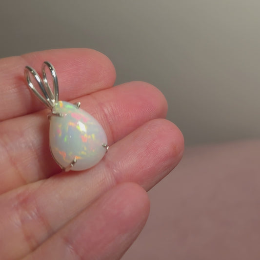 7.1ct Premium Ethiopian Opal Pendant 1" (.925 Sterling Silver)
