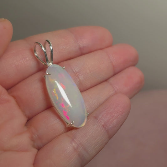 11.3ct Premium Ethiopian Opal Pendant 1 1/2" (.925 Sterling Silver)