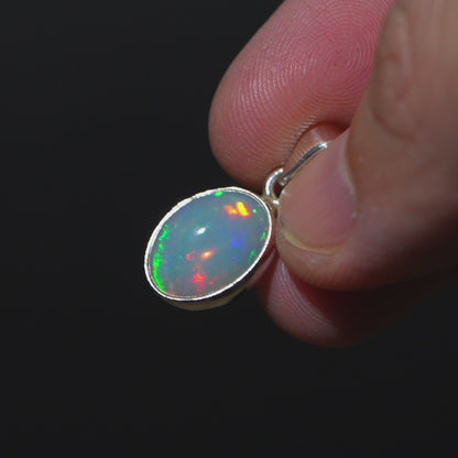 Ethiopian Water Opal Pendant 7/8" (.925 Sterling Silver)